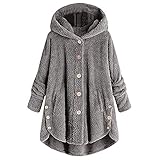 SALEBLOUSE Damen Fuzzy Teddy Fleece Sweatshirt Loose Fit Langarm Hoodies Dicke Warme Pullover Frauen Herbst und Winter Lässig Übergröße Kapuzenpullover Outwear Mäntel Jumper Hoody Bluse Top