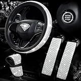 Crystal Diamond Autozubehör Bling Sicherheitsgurt-Abdeckungen Strass Kristall Auto Shift Gear Cover Handbremse Abdeckung Starter Ring Emblem Aufkleber für Auto Dekor Zubehör Lenkradhü