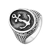 GXL&YZQ Ringe Für Männer Anker Paar Edelstahl Handarbeit Poliert Siegelring Exquisite Schmuck Für Frauen Jungen Mädchen Jubiläumsgeschenk Retro Punk Wind,7