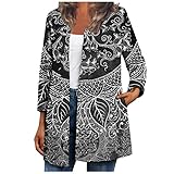 Overdose Damen Winterjacke Herbst und Winter Mantel Coat Wärmemantel Tops Outdoorjacke Jacke Lange Ärmel Drucken Casual Mode Ob