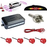 TKOOFN KFZ Summer Einparkhilfe Rückfahrhilfe 4 hinten Sensoren Hinter mit LED Farb Display Auto Parken Sensor System Pieper Radar Kit für Hinter R