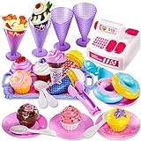 LINFUN KIDS EIS Eiscreme Spielzeug Kasse Kaufladen Kinder Lebensmittel Spielzeug Zubehör Kinderküche Rollenspiel für Kinder Mädchen ab 3 J