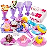 LINFUN KIDS EIS Eiscreme Spielzeug Kasse Kaufladen Kinder Lebensmittel Spielzeug Zubehör Kinderküche Rollenspiel für Kinder Mädchen ab 3 J