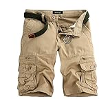 Shorts Herren Reißverschlusstaschen Pure Farbe Draußen Strand Beiläufig Arbeit Cargo Hose (Ohne Gürtel)