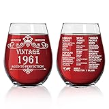 DYJYBMY Weinglas, limitierte Auflage, 1961 Old Time Information, Geschenk zum 60. Geburtstag für Frauen, Geschenk zum 60. Jahrestag für Väter und Mütter zum 60. Geburtstag