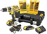DeWalt XR Akku-Schlagbohrschrauber Set DCK795S2T – Schlagbohrmaschine mit 2-Gang-Vollmetallgetriebe & bürstenlosem Motor zum Schrauben, Bohren & Schlagbohren – 1 x Schlagbohrer Li-Ion 18 V + Zubehö