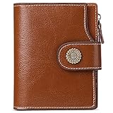 FALAN MULE Kleine Geldbörse für Damen, echtes Leder, bifold kompakt, RFID-Blockierung, kleine Damen-Geldbörse, braun, Vintag