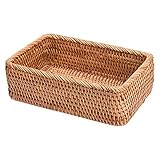 jeerbly Rechteckiger Weidenkorb Tablett Rattan Handgewebte Wicker Obst- und Brotbehälter Picknickbox Wohnk