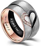 ANAZOZ Seine & Männer für Real Love Herz Versprechen Ring Edelstahl Hochzeit Trauringe Bandringe 6MM Größe 60 (19.1)