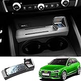 Auto Kabellos LadegeräT Wireless Handy Charger FüR Au-di A3 2014-2021, Kfz-LadegeräTe USB Quick Phone Ladepad Auto Innenraum Mittelkonsole Zubehö Rpanel Kompatibel Mit Allen Qi Handy