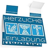 12 Einladungskarten zur Kommunion Konfirmation Taufe Firmung SYMBOLE - edle Premium Klappkarten für Jungen Mädchen Einladung Karten von BREITENWER