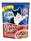 Felix Trocken Crunchy & Soft Fleisch 750g Katzenfutter von Purina, 4er Pack (4 x 750 g)