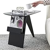 ZYDSN Couchtisch mit Trapezplatte, Stativ-Beistelltisch, Massivholz, Nachttisch, Schlitz, Buch-Design, Snack-Tisch für Ecke, Wohnzimmer, Schlafzimmer, 57 x 40 x 47 cm, Schw