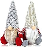 LATERN 2Pcs Weihnachtszwerg Plüschpuppe, entzückende handgemachte Weihnachtsmann sitzend Weihnachtsmann Zwerg Puppen Gonk Zwerg Elf Figuren für Kamine Weihnachtsfeier Dekoration (25cm x 16cm)