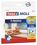 tesamoll P-Profil Gummidichtung - Selbstklebende Dichtung zum Isolieren von Spalten an Fenstern und Türen - Weiß - 6 m x 9 mm x 5,5