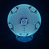 FaceToWind Football Soccer Series Night Lights Colorful Color Brightness Adjustable USB and Battery-Powered Acrylic Material Home Decorations for Kids Gifts, Hannover 96