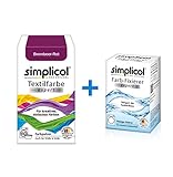 simplicol Textilfarbe expert + Farbfixierer Kombipack, Brombeer-Rot 1706: Farbe für Waschmaschine oder manuelles Färb