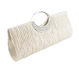 Tskybag Damen-Handtasche mit Strasssteinen, für Hochzeit, Abendveranstaltung, Schwarz / Weiß / silberfarben, Tragetaschen, Beig