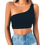 iYmitz Damen Weste Sporttop Mode Bluse Camisole Sommer Yoga Ärmelloses Solide T-Shirt aus Trägerlose Baumwolle B