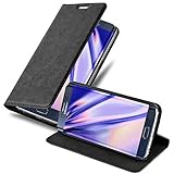 Cadorabo Hülle für Samsung Galaxy S6 Edge in Nacht SCHWARZ - Handyhülle mit Magnetverschluss, Standfunktion und Kartenfach - Case Cover Schutzhülle Etui Tasche Book Klapp Sty