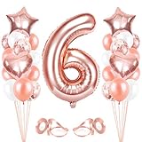 Bluelves Luftballon 6. Geburtstag Rosegold, Geburtstagsdeko Mädchen 6 Jahr, Happy Birthday Folienballon, Deko 6 Geburtstag Mädchen, Riesen Folienballon Zahl 6, Ballon 6 Deko zum Geburtstag