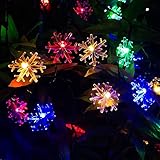 Märchen Lichterkette LED Solar Schneeflocke Wasserdichte Weihnachtsbeleuchtung für Home Decoration Lichterketten Batterie Multicolor 10m100 LED