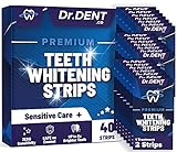 DrDent Premium Zahnweiß-Streifen - 20 Whitening-Sitzungen - Non-Sensitive Formel - 40 Peroxid frei Whitening-Streifen - sicher für Zahnschmelz + Mundö