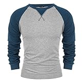 COOFANDY Herren Langarm T-Shirt Casual Tee Baumwolle Raglan S