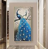 Nordic Style Tier Wandbilder Drucken Blaue Pfauen leinwandbilder Wandbilder Poster Für Wohnzimmer Wohnkultur-40x80cm R