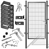 KESSER® Gartentor Premium Gartentür aus Metall verzinktem Stahl, Gartentür für Stabmattenzau Zauntor, Hoftor, inkl. Pfosten mit Schloss Türklinke und Schlüssel, 180 x 106