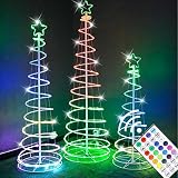 ZHYM Led-Spiral-Weihnachtsbaum-Licht, Simulation Weihnachtsbaumbeleuchtung mit Fernbedienung und Zeitschaltfunktion, IP65 Wasserdicht 16 Helle Farben für Boden Rasen Outdoor D