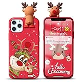 Yoedge für Huawei P8 Lite 2017 5,2' Hülle, 3D Karikatur Puppe Rot Silikon TPU Weihnachten Schutzhülle [Slim Stoßfest] Hirsch Muster Motiv Handyhülle Case Cover für Huawei P9 Lite 2017, Hirsch 7