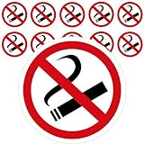 11 x Aufkleber Rauchen Verboten (5 cm - Rund) - UV-Resistent - Vorgestanzt - Für Außen und Innen - Perfekte Alternative zum Nicht Rauchen Schild - Rauchen verboten Aufkleber 5