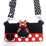 Galaxy A51 Cute Samsung A51 Hülle Minnie Mouse 3D Karton Kamera Ring Grip Halter Kickstand Lanyard Teens Mädchen Frauen Weiche Silikon Gummi Handyhülle Cover für Samsung -6,5 Zoll (A51)