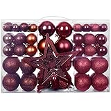 YILEEY Weihnachtskugeln Weihnachtsdeko Set Dunkelrot 101 STK in 9 Farben, Kunststoff Weihnachtsbaumkugeln Box mit Aufhänger Christbaumkugeln Plastik Bruchsicher, Weihnachtsbaumschmuck, MEHRWEG