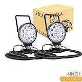 PICAA LED Arbeitsscheinwerfer 2PCS 4 Zoll 42W Magnet 12V 24V Flutlicht Tragbar Wasserdicht Arbeitslicht Magnetfuß led zusatzscheinwerfer für Bagger Traktoren Schlepper Gabelstapler ATV Lkw offroad 4x4