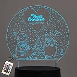 LEON-FOLIEN® 3D Illusion Lampe Weihnachtsgeschenk Nachtlicht Tischlampe 7 Farben USB Touch Switch Led Tischlampe Licht Weihnachten Geburtstag Geschenk (Schneemann & -Frau)