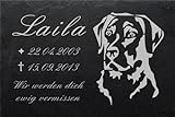 LaserArt24 Schiefertafel mit wetterfester Lasergravur des Motives Hund-012 und Ihrem Text/Daten in der gewünschten Schriftart z.B. als Grabstein auf das Grab oder als Gedenkstein für Z