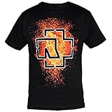 Rammstein Herren T-Shirt Lava Logo Offizielles Band Merchandise Fan Shirt schwarz mit mehrfarbigem Front und Back Print (L, Schwarz)