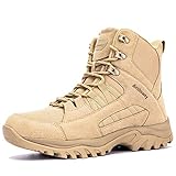 Ansbowey Stiefel Herren Wanderschuhe Damen Army Combat Boots mit YKK-Zipper Verschleißfest rutschfeste Outdoor Trekkingschuhe Militär & Einsatzstiefel Sand 41EU