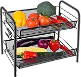 Gewürzregal Organizer für Arbeitsplatte, 2 Tier Obst/Gemüse Storage Organizer, Standing Regal mit Mesh-Körbe für Haus, Küche, Bad, Bü