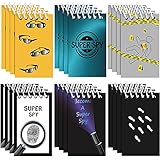 24 Stücke Geheimagent Requisiten Spion Party Gefallen, Wissenschaft Detektiv Thema Hinweis Party Mini Spiral Notizblöcke Mystery Tatort Notebuch Lehrer Klassenzimmer Belohnung Versorgung