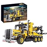 Technik Abschleppwagen Bausatz, 1250+ Klemmbausteine Technik Anhänger Engineering Truck Modellbausatz Kompatibel mit Lego Technik Yellow,48 * 10 * 32