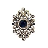 Vintage-Schmuck im alten Stil, klassische Diamantblume, vergoldete Strass-Broschen, Anstecker für Damen, blau, x