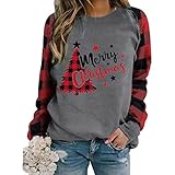 Kanpola Weihnachtspullover Damen Langarm Pullover Klassisch Rentier Muster Sweatshirt Weihnachtspullover Herbst Winter Christmas Xmas Pulli Shirt Party Oberteil Top