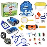 BAMMAX Draussen Forscherset, 24 Stücke Nature Explorer Kit, Kinder Outdoor Exploration Spielzeug, Spielzeug für draußen, 3-12 J