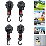 LIDEYE Saugnapf Camping Set,4 Stücke Saugnapf Befestigung Haken, Saugnäpfe Anker Saughaken, für Auto Seitige Markisen Zelte Camping Planen Zubehör (Runde Schnalle)