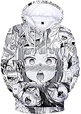 Ahegao Hoodie Damen, Teenager Mädchen Anime 3D Druck Pullover Unisex Herren Frauen Yaoi Lustig Sweatshirt Kinder Pulli Kapuzenpullover Kapuzenpulli Oberteile Shirts T-Shirts und Hose Merch (A,XXL)