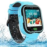 Smartwatch Kinder Uhr Wasserdicht Kinder Smartwatch für Jungen und Mädchen, Smartwatch mit Telefon SOS LBS Tracker Sprachchat, Geburtstagsgeschenk für Kinder 3-12