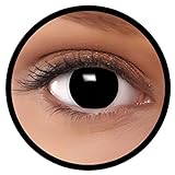 Farbige Kontaktlinsen schwarz Hexe + Behälter, weich, ohne Stärke in schwarz als 2er Pack (1 Paar)- angenehm zu tragen und perfekt für Halloween, Karneval, Fasching oder Fastnacht Kostü